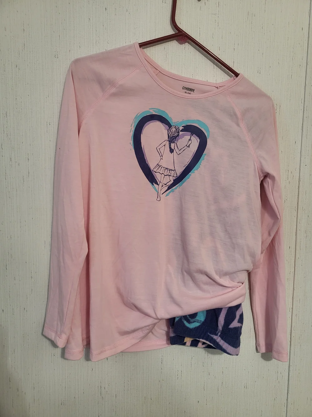 Girls Gymboree Size 14 (XL) 2 Piece Pink And Blue Pajama Set